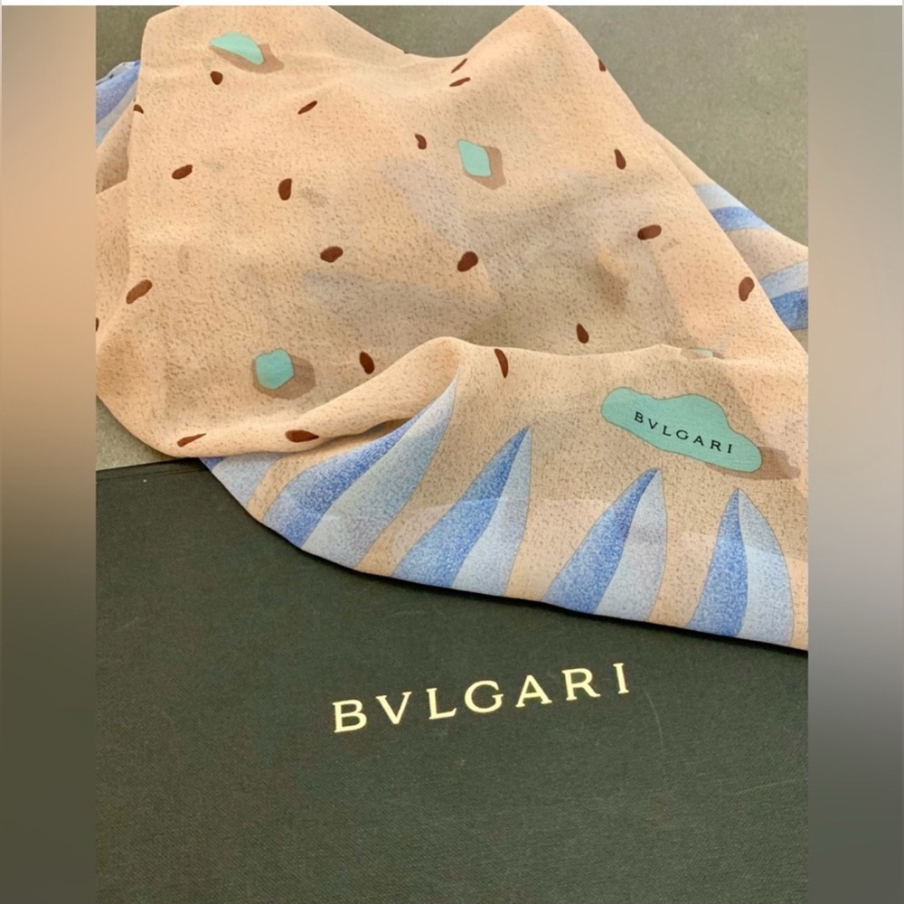 Bvlgari Silk Scarf W/ Gift Box and Paper